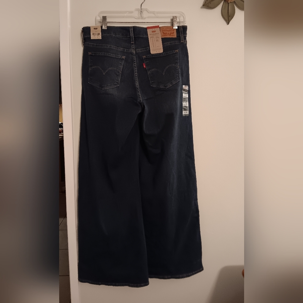 NWT Levis 318 Shaping Wide Leg Dark Blue Jeans 31x32 - Picture 3 of 6